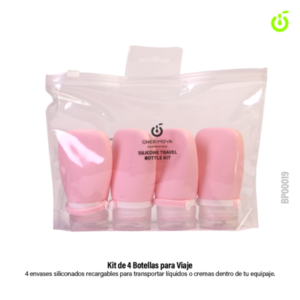 Set de viaje x 4 botellas silicona